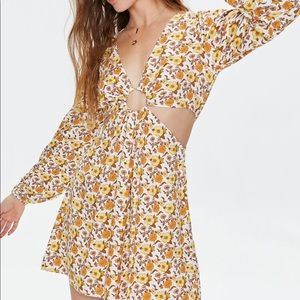 NWT Floral Long Sleeve Cutout Dress